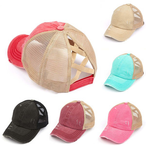 Trucker Cap Mesh Baseball Cap Unisex Cotton Solid Color Sunscreen Breathable Outdoor Sports <b>Hat</b> - Product Image 2