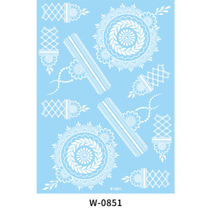 <b>White</b> <b>Lace</b> Tattoo Sticker 3D Waterproof Henna Design For Wedding Party Elegant Temporary Body Art One Size PET Film - Product Image 5