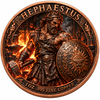 Pièces de monnaie rondes en cuivre pur 99,9 % de 1 oz, série Mythologie Grecque Ancienne Occidentale, artisanat métallique 3D coloré en relief double face