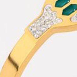 สร้อยข้อมือสแตนเลสรูปงูชุบทองคริสตัลไรน์สโตนกำไลแฟชั่นสำหรับทุกเพศ - Product Image 4