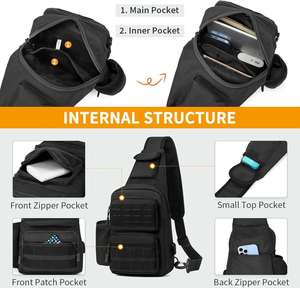 กระเป๋าสะพายข้างแบบยุทธวิธี EDC สายเดี่ยว สะพายไหล่  แบบ MOLLE  กระเป๋าคาดอก  วัสดุโพลีเอสเตอร์  สายรัดแบบ Air Cushion - Product Image 3