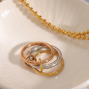 <b>Stacked</b> <b>Rings</b> Geometric Shape Stainless Steel Women's Fashion Jewelry Gift - Product Image 2