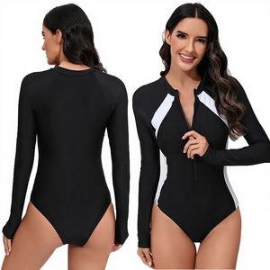 YSMARKET New Solid Long Sleeve Plus Size Women One-piece Swimwear Quick Dry Breathable No Steel Support Korean Style Front Ek801 - Product Image 3