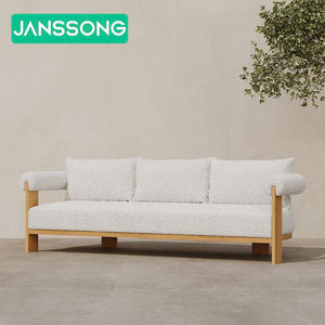 Canapé de jardin en teck Design moderne avec bois massif et coussins en shite Idéal pour les meubles d'extérieur et de jardin Ensemble de canapés pour villa de villégiature - Product Image 5