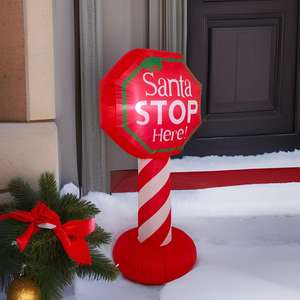 Papá Noel se detiene aquí con luz LED Decoración de Navidad para interiores Oficina en casa Fiesta de vacaciones Cartel de calle de Navidad decorativo - Product Image 3