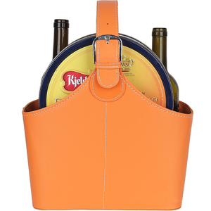 Cesta de almacenamiento de cuero PU Reversible, estructura de MDF, soporte para flores de vino y aperitivos, estante para exhibición de regalos/contenedores con asa reutilizable - Product Image 5