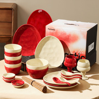 Luxe 2/4/6 personne ensemble bol en céramique assiette tasse plat cadeau ensemble dîner de mariage style japonais soupe assiettes et bols en céramique ensemble