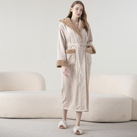 Peignoir de luxe thermique long pour homme et femme, grande taille, en jacquard double fil, à capuche, épais, pour automne et hiver