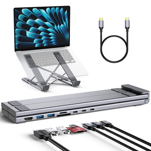ラップトップ ドッキング ステーション スタンド、8 in 1 USB C ハブ HDTV ポータブル ラップトップ スタンド ウィット... - Product Image 3