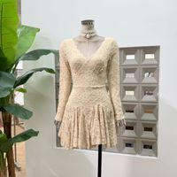 Robe Courte Femme Chic et Amincissante à Col V et Manches Longues, Tendance Automne 2026