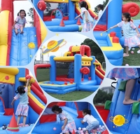 Château gonflable commercial en PVC 16x16x10FT avec toboggan, piscine à balles, mur d'escalade et souffleur pour fêtes d'enfants