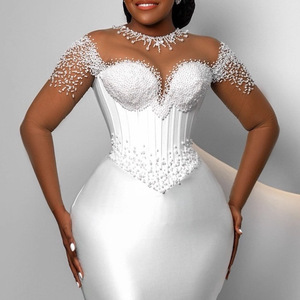 S0506Y 2026 Nuovo <span class=keywords><strong>Abito</strong></span> da Sposa Plus-size Stile Sirena con Strascico Staccabile, Corpetto in Raso Aderente Senza Spalline - Product Image 6
