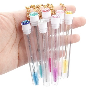 Gold Keychain <strong>Rhinestone</strong> <strong>Eyelash</strong> Extension Mascara Wand Applicator Microbrush Crystal Lashes Brush with Single Tube - Product Image 2