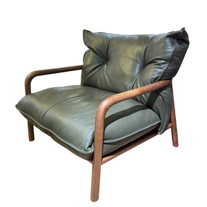 Fauteuil de salon, bureau, club ou villa en cuir véritable blanc, style nordique moderne rétro, avec pieds en bois de frêne, d'<span class=keywords><strong>occasion</strong></span> - Product Image 5