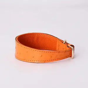 Manufacturers Made Luxury Real Cow Thin Leather Dog Collars Waterproof Real Cow Leather Dog Collar