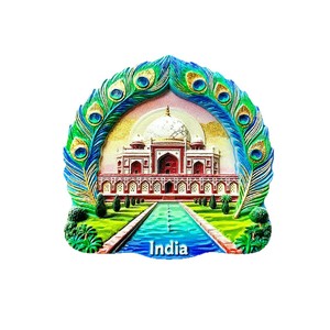 Imán <span class=keywords><strong>de</strong></span> Refrigerador con Pluma <span class=keywords><strong>de</strong></span> Pavo Real Blanca y Roja, Diseño <span class=keywords><strong>de</strong></span> Iglesia India, con la Esencia Poética <span class=keywords><strong>de</strong></span> una Persona China, Adhesivo Magnético 3D para Viajes - Product Image 5