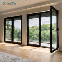 Portes françaises noires en aluminium, double battant, verre trempé, porte d'entrée, double vitrage, portes françaises extérieures