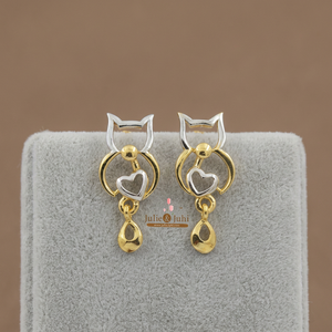 Boucles d'oreilles modernes pour femmes en or jaune 22 carats avec un savoir-faire en or massif, idéales pour un usage décontracté, confortables - Product Image 3