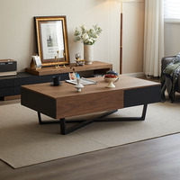 Mesa de Centro para Sala de Estar Pequeña, Rectangular, Completamente Ensamblada, Mesa de Té Multifuncional con Almacenamiento