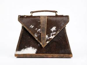 Sac fourre-tout vintage en cuir de vachette marron avec design à panneaux et fermeture à fermoir pour usage quotidien - Product Image 6