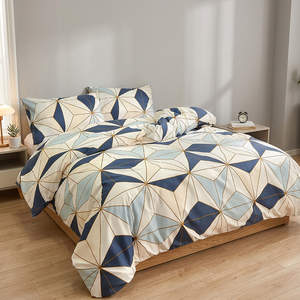 Parure de lit plate moderne en polyester 100 % imprimé géométrique, personnalisée, style européen et américain, toutes saisons, 200 fils, ensemble trois pièces en coton - Product Image 3