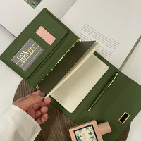 Cuaderno A5 y Juego de Bolígrafos con Logotipo Personalizado para Oficina, Carpeta de Anillas de Cuero PU, Hojas Sueltas, Diario Bonito para Chicas y Mujeres, Papelería