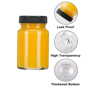 Chai thủy tinh mini 2 oz có nắp đen, lọ nhỏ trong suốt dùng đựng gừng, shot sức khỏe, nước ép, miệng rộng, chống rò rỉ - Product Image 5