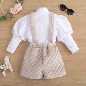 Vêtements d'automne pour bébé fille, ensembles de vêtements pour filles 2 pièces, chemise à manches longues blanche avec pantalon, vêtements pour enfants - Product Image 4