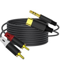 3-en-1 Gold PVC Polybag Stock RCA Cable USB C 3,5mm Audio 2RCA Adaptador para computadora Reproductor de DVD Micrófono Monitor Altavoz