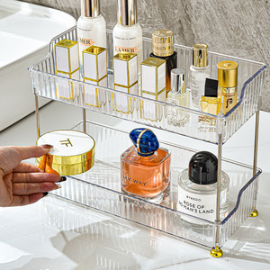 Transparent Desktop Cosmetic Storage Rack 3 Tier Plastic Multi Functional Makeup Organizer For <b>Dressing</b> <b>Table</b> - Product Image 3