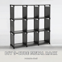 Étagère de rangement pliable en métal à double niveau et 9 cubes, simple et portable, en acier angulaire, pour salon