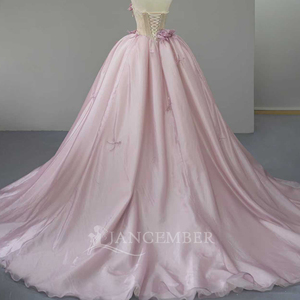 Vestido de Fiesta Elegante Jancember SFY333 Color Rosa Empolvado con Escote Corazón y Flores - Product Image 4