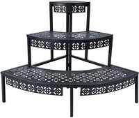 Support de plantes portable en métal à 3 niveaux, étagère d'angle quart de cercle pour pots de fleurs, pour intérieur, extérieur, sol, centre commercial