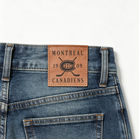 Étiquettes personnalisées en cuir PU écologique, sérigraphiées, pour jeans, vêtements, accessoires de couture, vente en gros, OEM