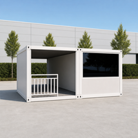 Maison préfabriquée modulaire portable à assemblage rapide avec véranda ouverte et grande fenêtre pour chambre d'hôtes ou espace commercial
