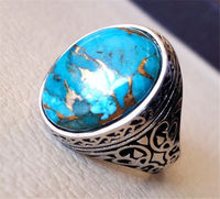 Bague Bijou en Argent Turquoise Argent Thaï Rétro Nouvel An 2024 Vente en Gros Ebay Shanghai Wish Hommes et Femmes Laiton Vintage Quartz