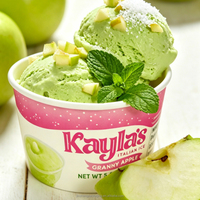 Gobelets à glace en papier kraft recyclé de qualité supérieure, imprimés avec logo personnalisé, 3oz-8oz, à paroi simple, de qualité alimentaire, écologiques, avec couvercle et cuillère