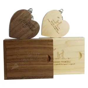 Best quality chips usb2.0 3.0 Wooden Heart Usb flash drive real storage Memory Stick Pen 8gb 16gb 32gb Company Logo engraved