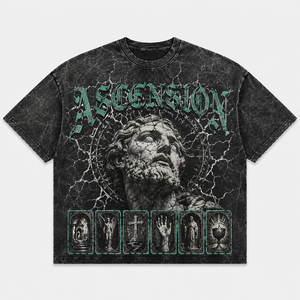 Camiseta Urbana con Diseño Personalizado, 300GSM, Algodón Grueso, Efecto Desgastado por el Sol, Corte Amplio y Recto, Camiseta Estampada para Hombre - Product Image 1