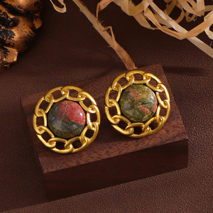 Pendientes de Piedra Natural Vintage para Mujer, Estilo Palacio, Chapados en Oro, Geométricos, Joyería Retro Boho 2026 - Product Image 3