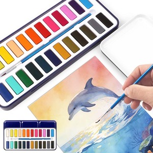 Juego de Acuarelas Sólidas LISI de 12/18/24/36 Colores Vibrantes, Portátiles, en Media Tapa, para Papel/Vidrio/Lienzo, Incluye Pincel - Product Image 4