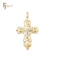 Bijoux de mode FJ Fallon, pendentif en forme de croix catholique à boutons, plaqué or rose, base en laiton