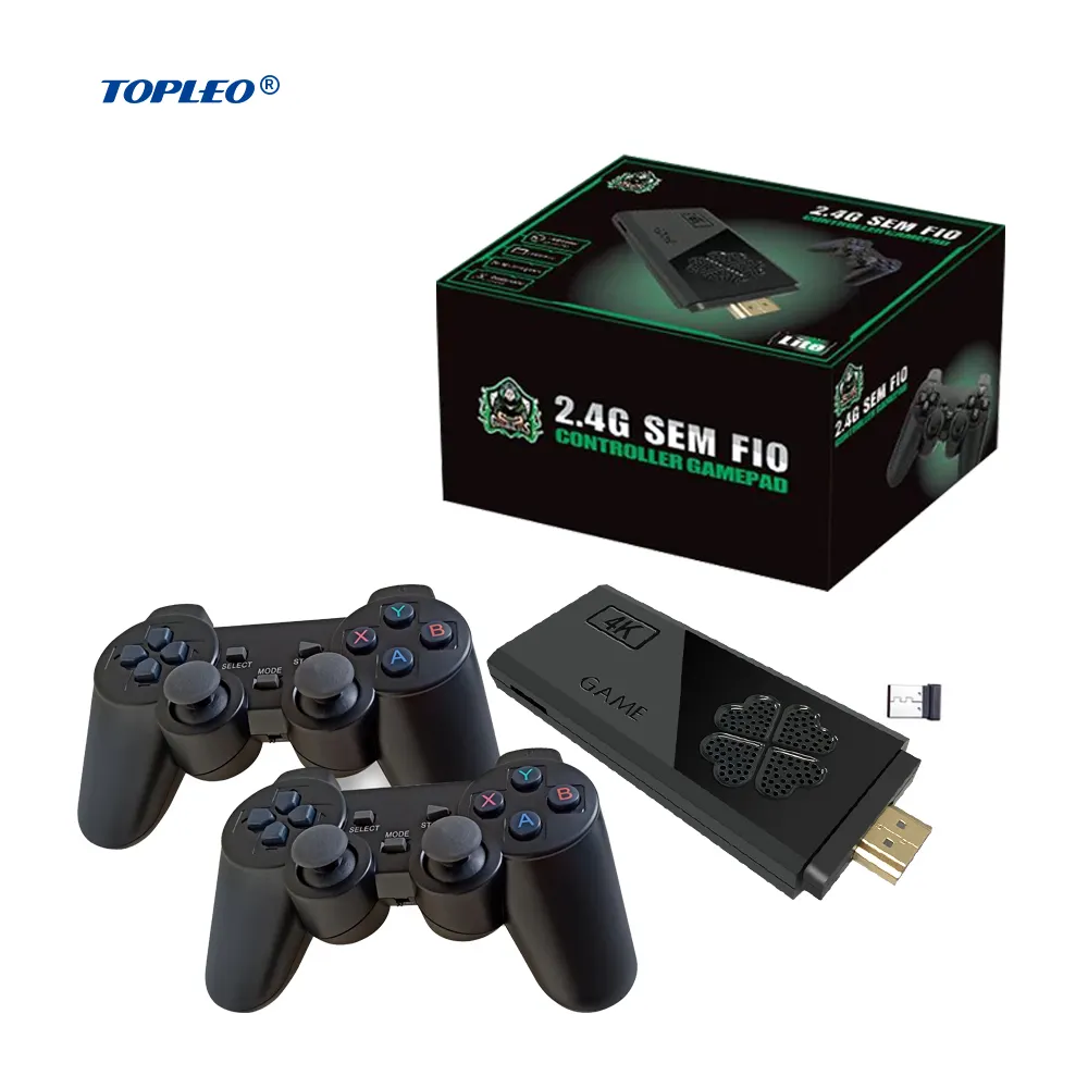 Topleo 36000+ games android tv box 4K 3d machine game box console m8 game stick