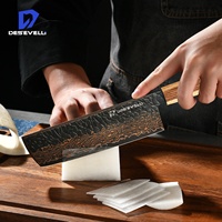 Ensemble de 3 couteaux de cuisine de qualité supérieure, forgés à la main, acier Damas à 33 couches, cœur en VG-10, couteau de chef japonais, couteau Kiritsuke chinois