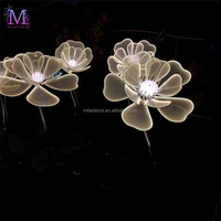 Perlengkapan Pernikahan MILE, Bunga Peony Lampu LED, Dekorasi Jalan, Bunga Akrilik Besar Warna-warni Dinamis, Penunjuk Jalan Bergerak