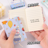 Carnet de notes/agenda de poche en cuir/PVC à spirale, motif dessin animé mignon, format étudiant, 7,5x10,5 cm, 80 feuilles imprimées, vente en gros