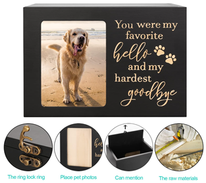 Деревянные урны для праха с фоторамкой для собак или кошек, с гравировкой в память о питомце - Product Image 3