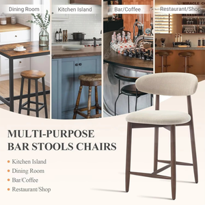 Sgabelli <span class=keywords><strong>da</strong></span> Bar Moderni Runwood, Altezza Bancone, Gambe in Legno, Rivestimento Beige, per <span class=keywords><strong>Cucina</strong></span>, Isola, Sala <span class=keywords><strong>da</strong></span> Pranzo - Product Image 5
