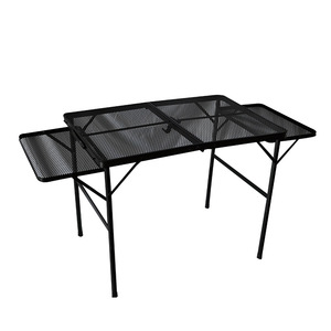 <span class=keywords><strong>Camping</strong></span> en plein air <span class=keywords><strong>Table</strong></span> de gril pliante Portable léger en métal support de gril fer maille <span class=keywords><strong>Table</strong></span> pliante <span class=keywords><strong>hauteur</strong></span> réglable - Product Image 1