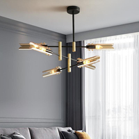 Lustre Sputnik Industriel Moderne en Gros, Style Américain Classique, 6 Lumières, Verre Fumé Gris/Ambre, Suspension pour Chambre à Coucher